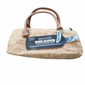 Cork insulated wine clutch with opener nwt